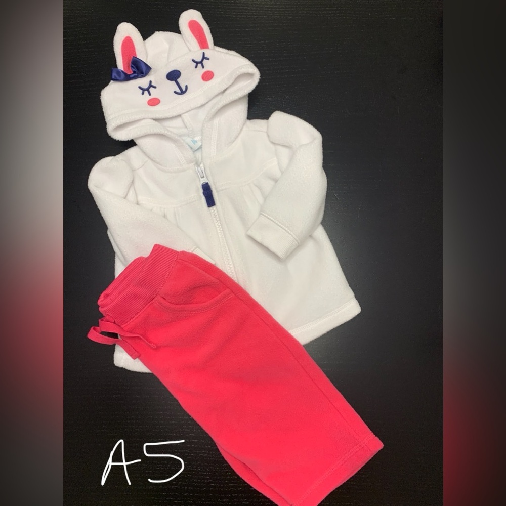 Old Navy 6-12m White Bunny Hoodie and Pink Pants Set
